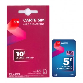 Soldes Carte SIM SFR La Carte Déstockage carte SIM prépayée SFR La Carte pas cher Carte prépayée 5€ offerte