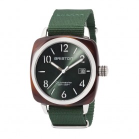 SOLDE BRISTON Déstockage montre Briston Clubmaster Classic cadran vert soleillé et bracelet nato vert anglais pas cher