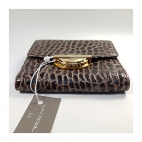 Destockage portefeuille lancel adjani croco gris fumé en soldes