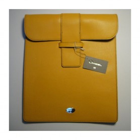 destockage housse ipad Lancel Remember Me cuir grainé jaune pas cher