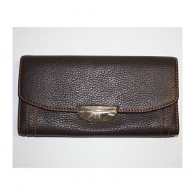 Solde portefeuille cuir grainé marron pour femme Le Compagnon de Lancel
