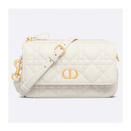 Déstockage sac Dior Caro en cuir de veau Cannage blanc en soldes