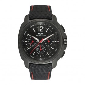 Solde montre chronographe homme Bomberg Maven Chronograph Black Red cadran 44mm en soldes