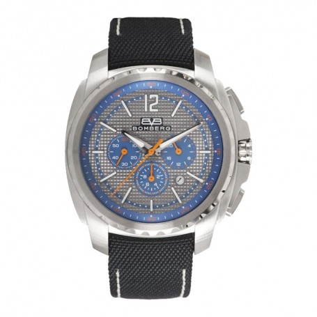 Solde montre homme Bomberg Maven Chronograph Grey Blue Silver cadran 44 mm en soldes