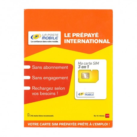 Déstockage carte SIM prépayée La Poste Mobile Internationale en soldes