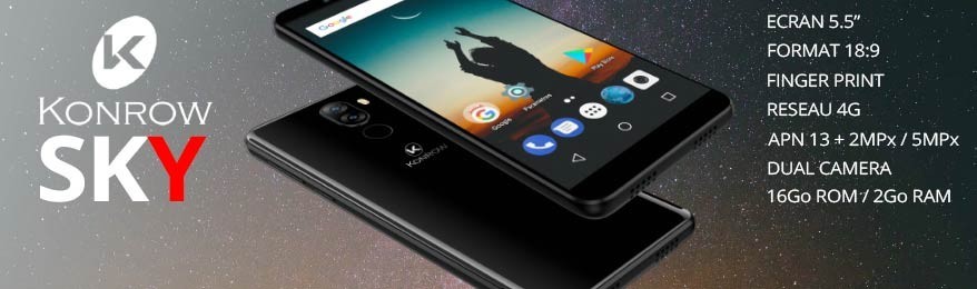 Soldes Konrow  - Déstockage smartphone 4G double SIM Konrow Sky pas cher